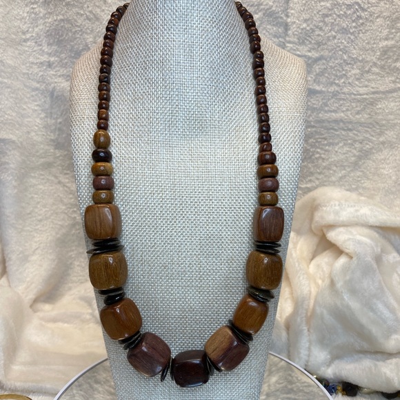 Jewelry - Vintage Ethnic Boho Tribal Wood Jewelry Handmade Necklace from Estate Sale 22.5”